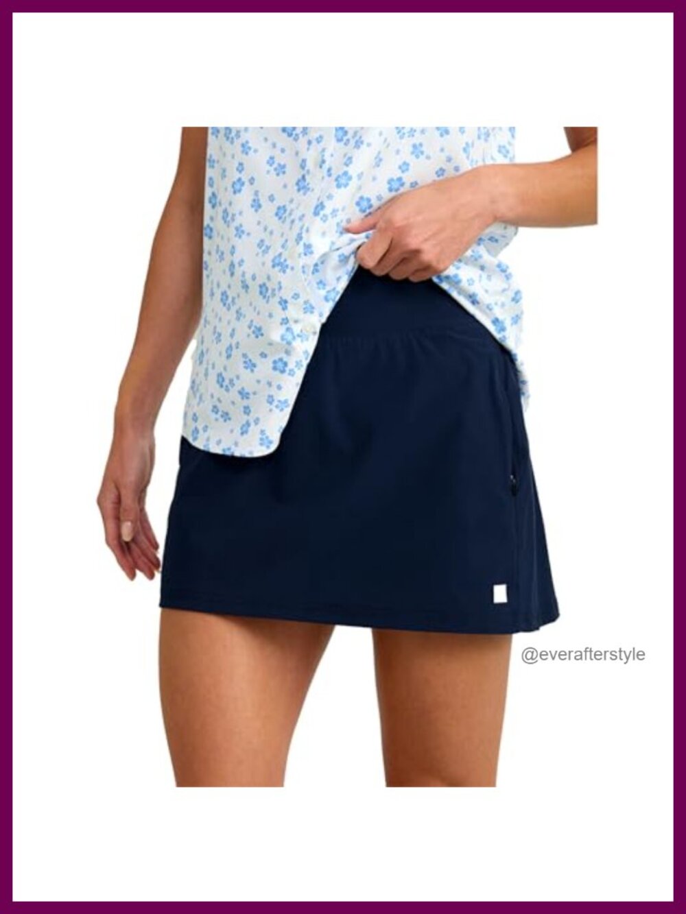 Performance Skort +30 UPF Sun Protection Zip Pockets 14" Fishing